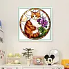 Orange Cat Glass Painting-11CT Stamped Cross Stitch 40*40cm/15.75*15.75in