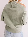 Solid Color Halterneck Hollow Long Sleeve Simple Sweater