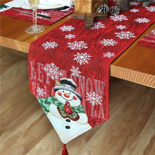 Christmas Table Runner Snowman Snowflake Tablecloth Holiday Party Decor - Shop Trendy Women's Fashion | TeeYours