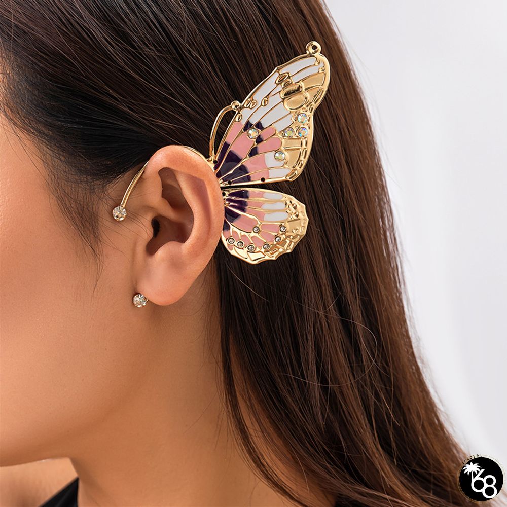 Pink Casual Butterfly Patchwork Rhinestone Earrings | 168DEAL