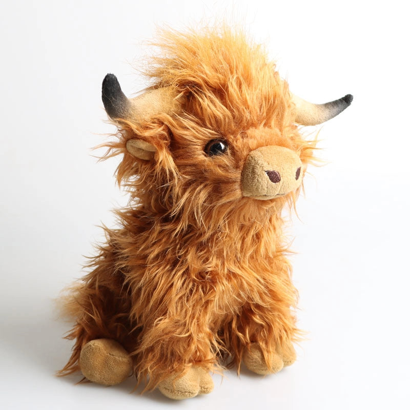 Spot Highland Cow Simulation Scottish Highland Cow Plush Doll Long Hair Cow Net Red Toy
