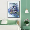 (Grande Taille) Cadre peinture &eacute;toile fleur bluebird-plein diamant rond peinture-40 * 60cm