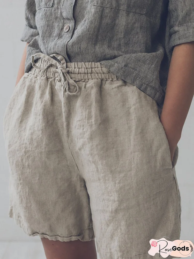 Casual Linen Loose Drawstring Shorts