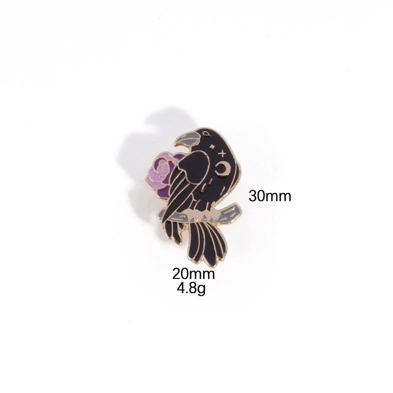 Retro IG Style Pin Crow Flower Alloy Unisex Brooches