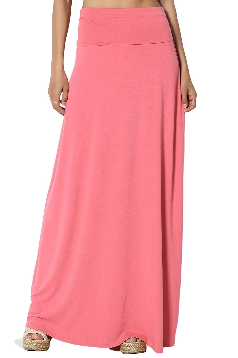 Women's Casual Lounge Solid Draped Jersey Relaxed Long Maxi Skirt