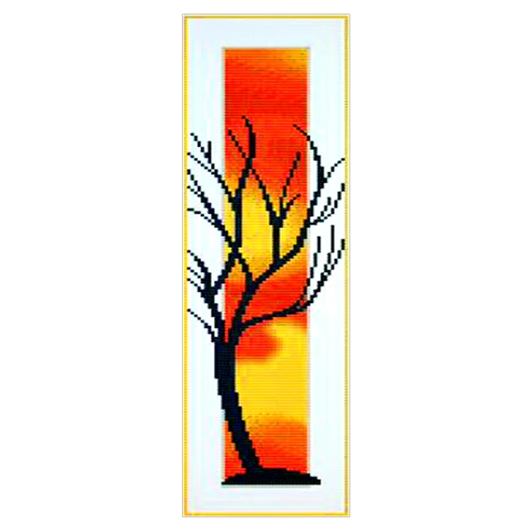 11CT Stamped Double-Sided Landscape Tree DIY Bookmarks Cross Stitch Kits 18x6cm
