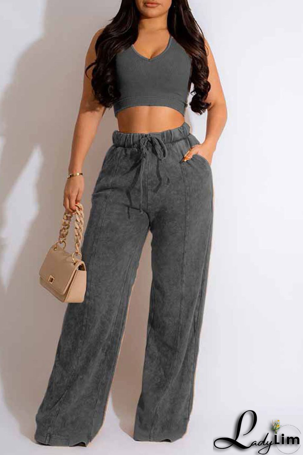 White Casual Solid Patchwork O Neck Sleeveless Two Pieces