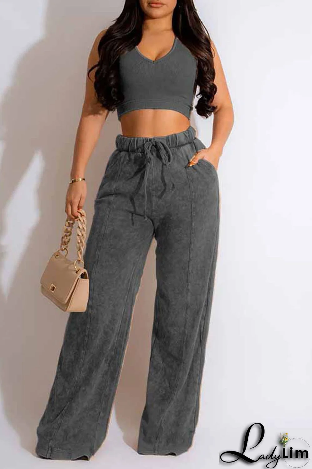 White Casual Solid Patchwork O Neck Sleeveless Two Pieces