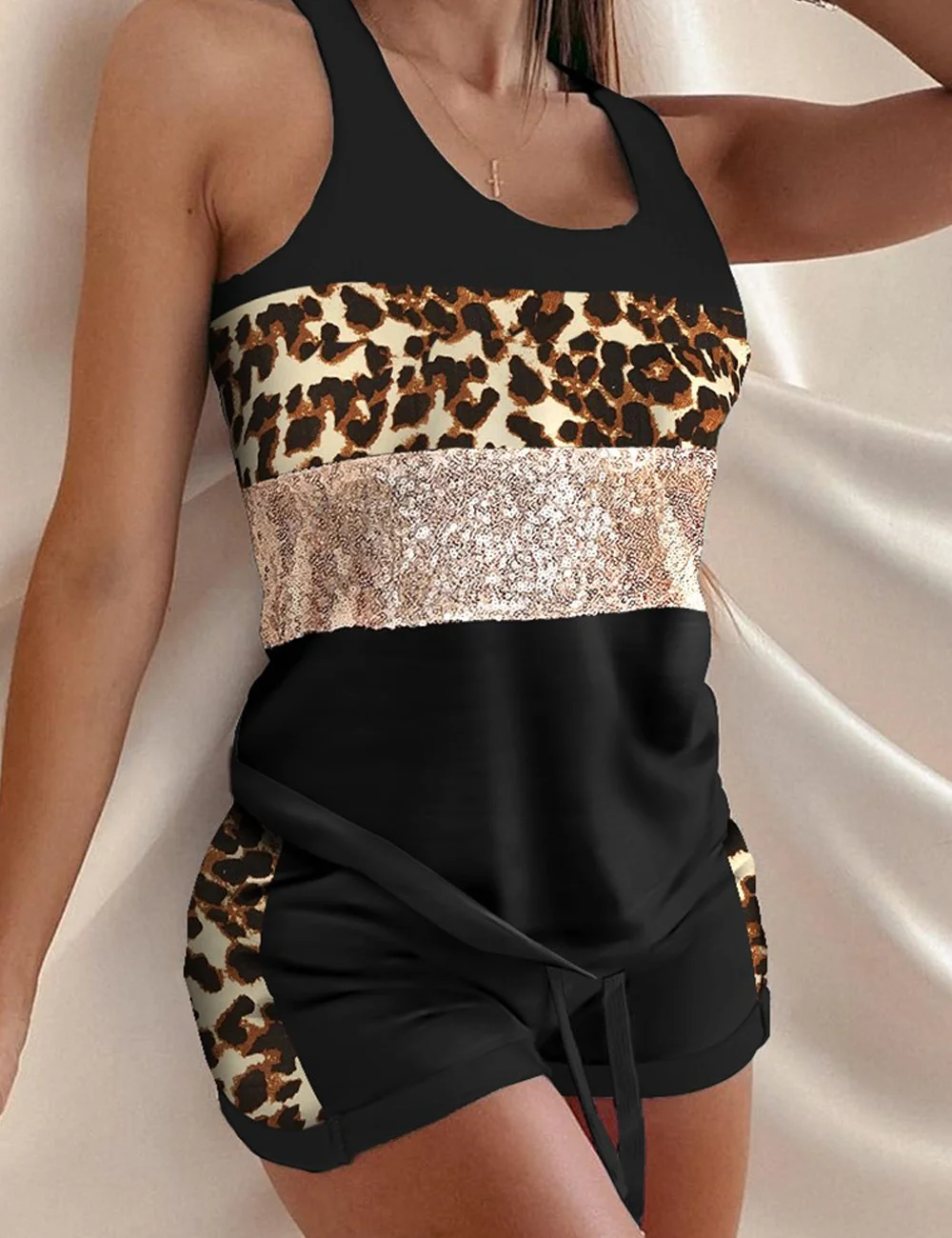 Two-Piece Set Sleeveless Sexy Top Shirt