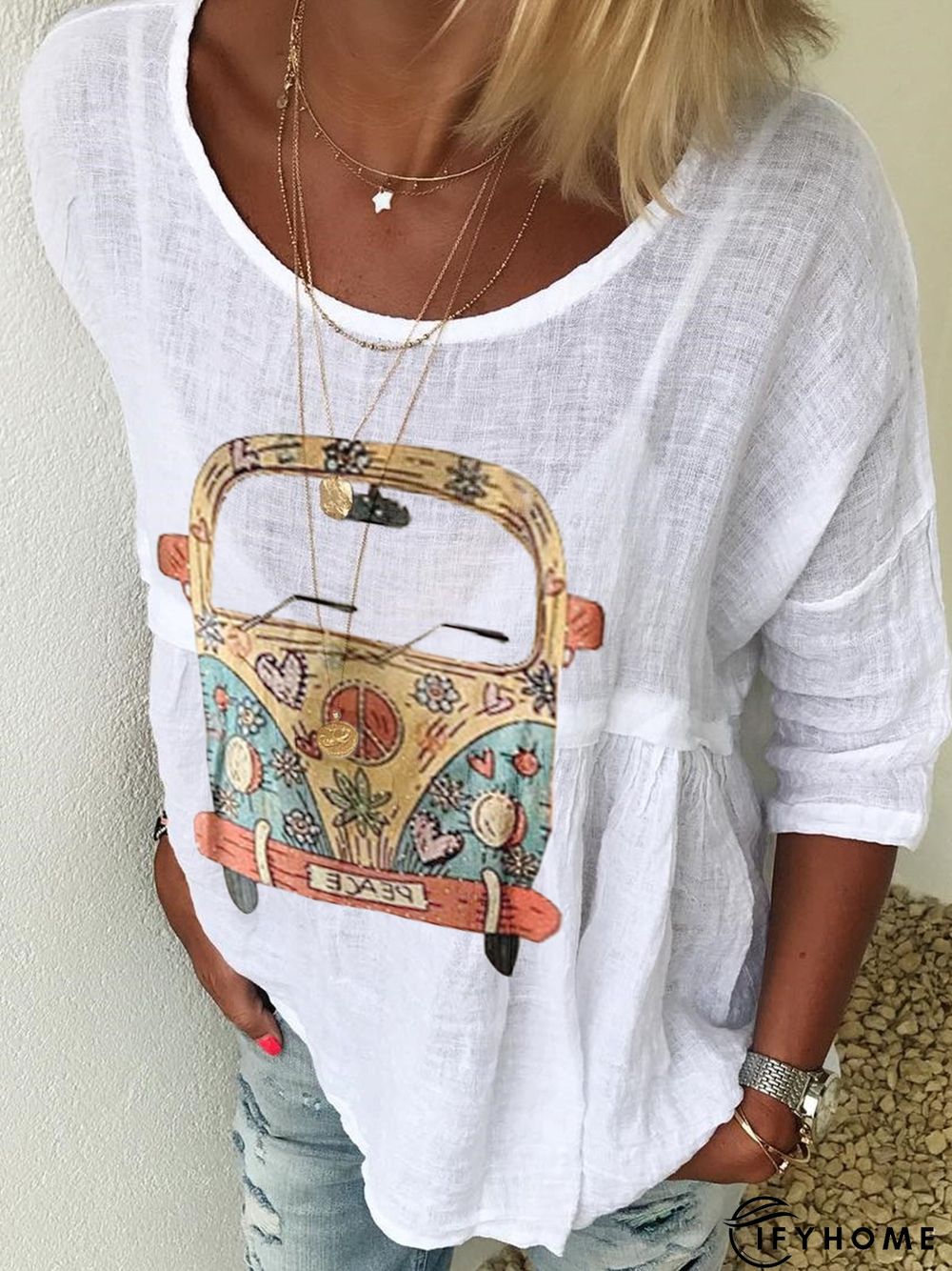 Linen Loose Half Sleeved Top | IFYHOME