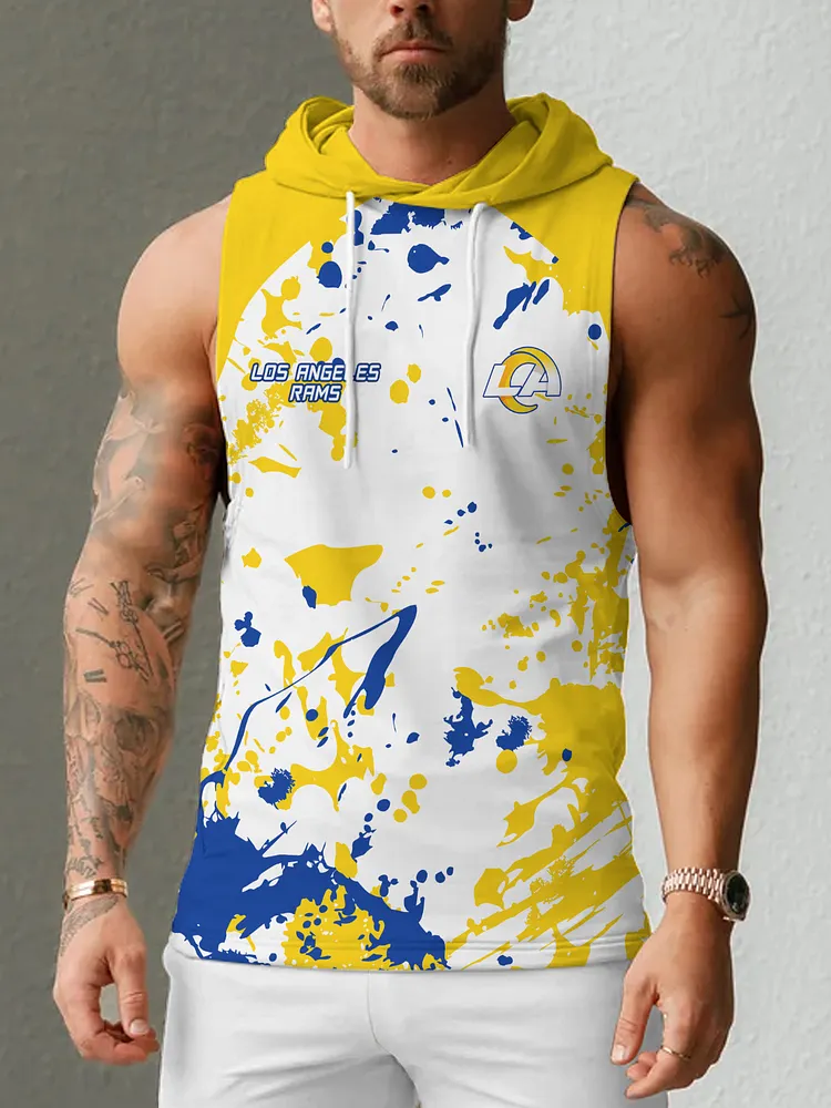 Los Angeles Rams Men's  Casual Comfy Sleeveless Hooded Tank Top