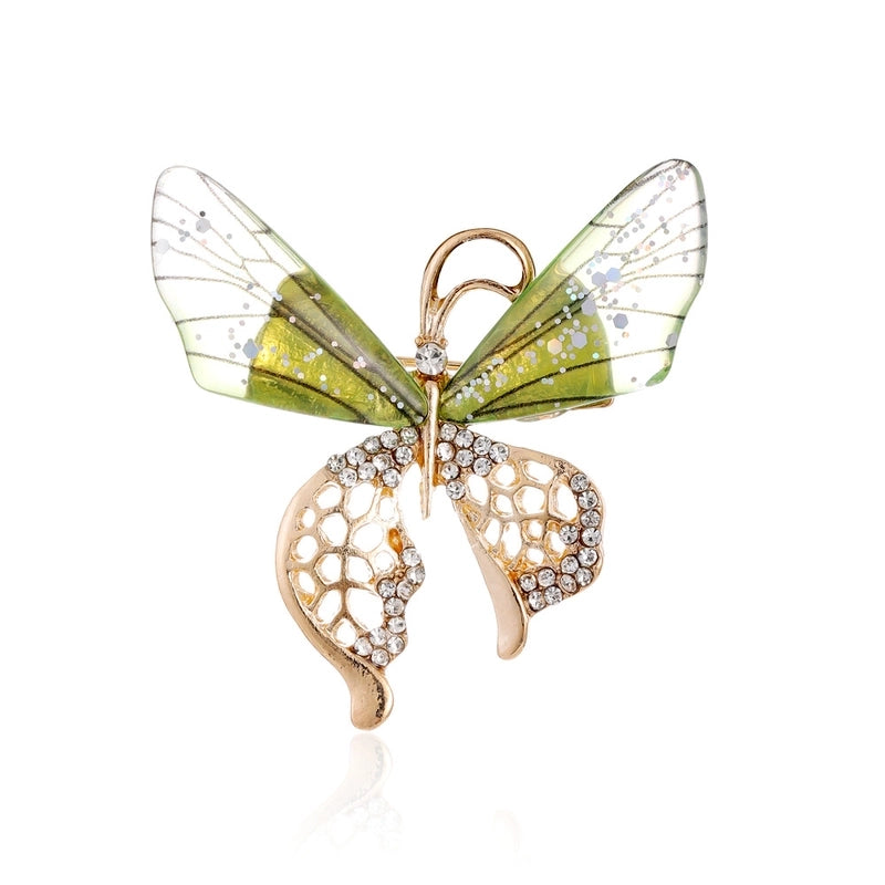 Sweet Pin Butterfly Arylic Plating Inlay Rhinestones Unisex Brooches