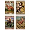 4PCS Cowgirl - Vintage Metal Signs Set - 20*30cm - Western