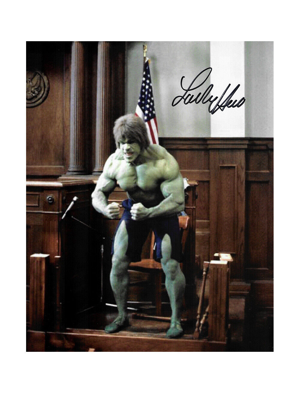 8x10 The Incredible Hulk Print Signed by Lou Ferrigno 100% Authentic With COA