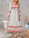 V-Neck Women Weaving Dress Daytime Boho Paneled Weaving Dress
