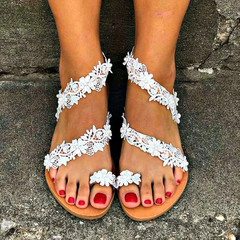 Boho Floral Roman Sandals elevenforest