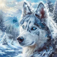 Wolf With Blue Eyes - Diamond Painting