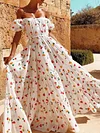 Floral Printed Off-The-Shoulder Maxi Dresses