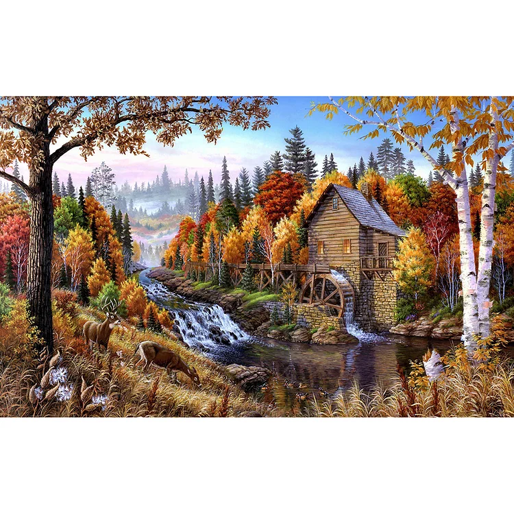 Forest Deer  Full Round Diamond Painting 80*40CM