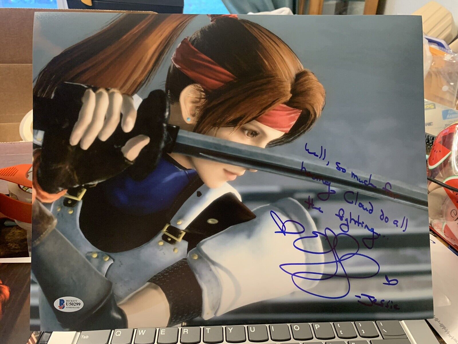 Erica Lindbeck signed 11x14 Photo Poster painting Jessie Final Fantasy VII 7 Beckett D3