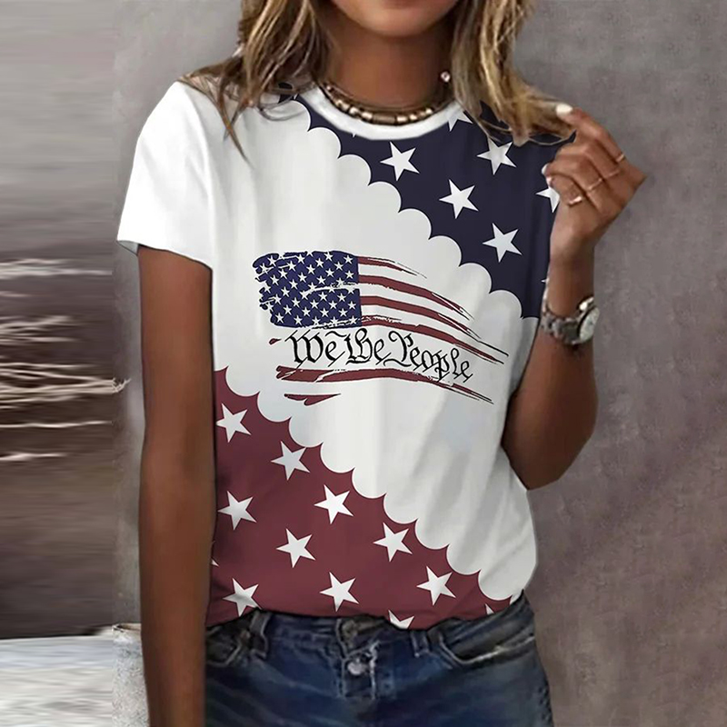 Comstylish Women's Independence Day Print Casual T-Shirt