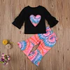 Baby Kid Girl Valentine's Day Love Embroidered Tie-dye 2 Pcs Set