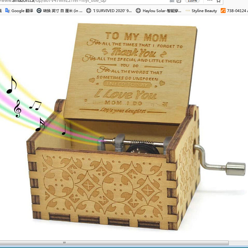 Wooden Music Box Hand-Crank Musical Box Orgel gbfke