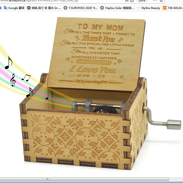 Wooden Music Box Hand-Crank Musical Box Orgel gbfke