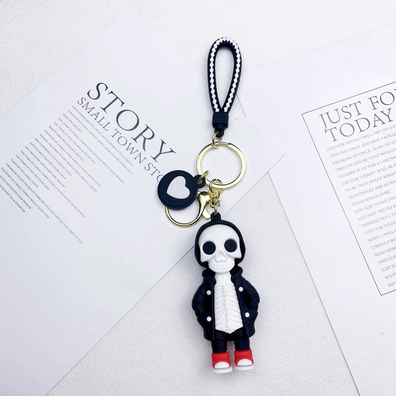Cartoon Style Heart Shape Skull Silica Gel Halloween Unisex Keychain