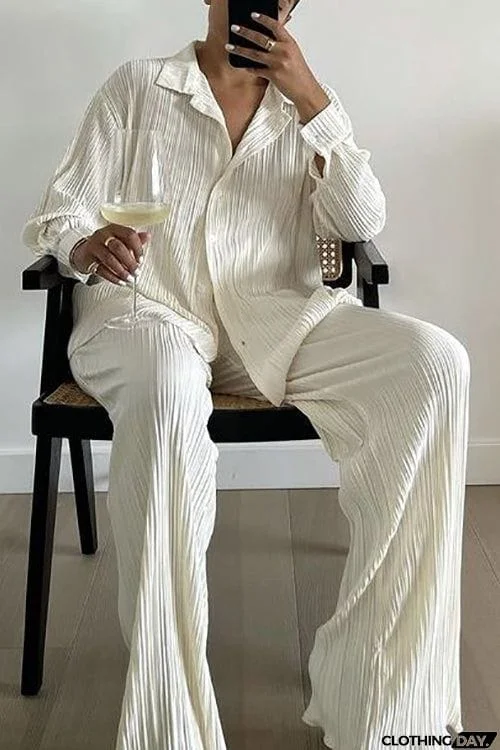 Pleated Oversized Shirt and Trouser Set