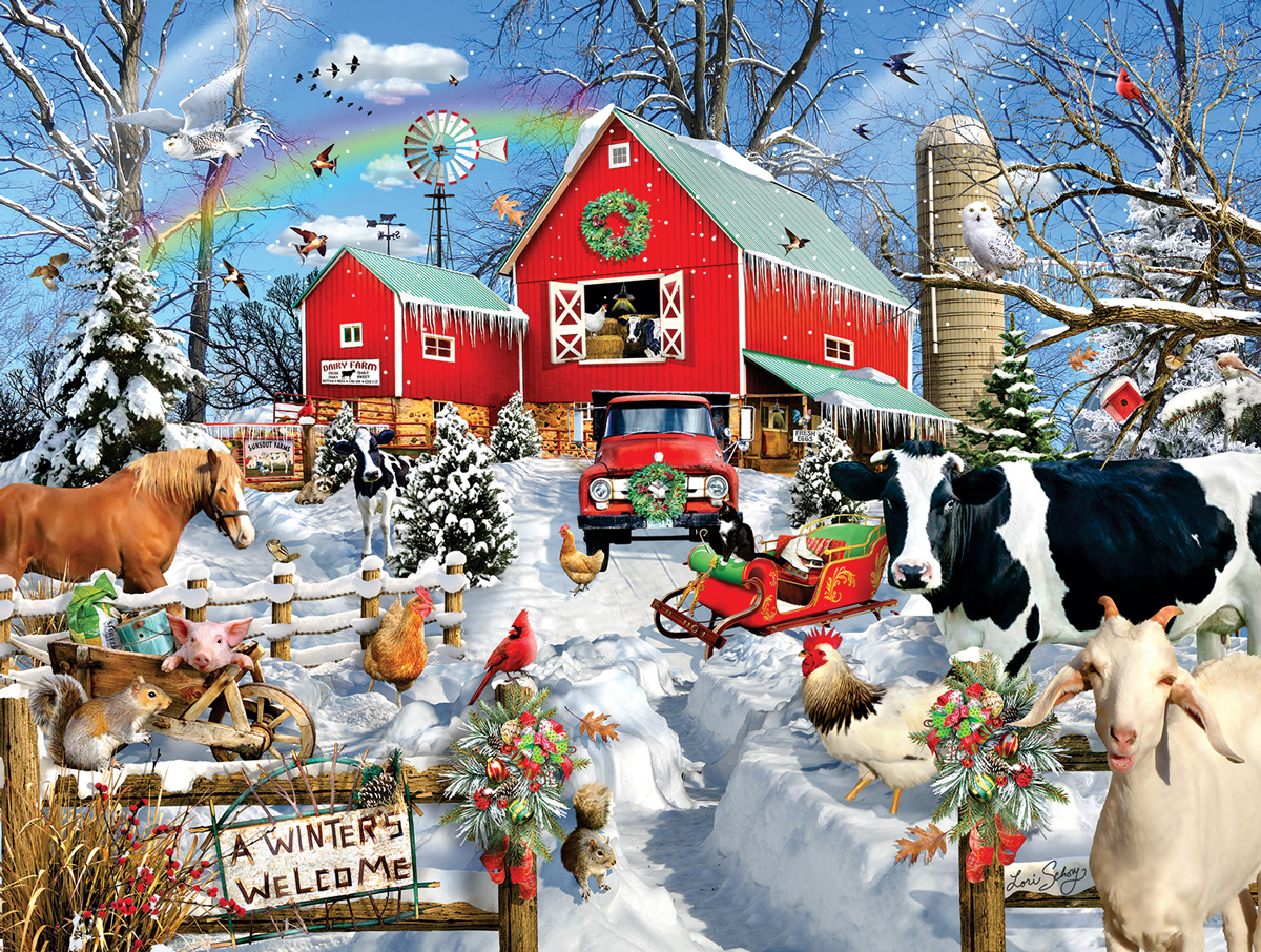 Snow Christmas Christmas Village Cow 40*50CM(Canvas) Full Round Drill Diamond Painting gbfke