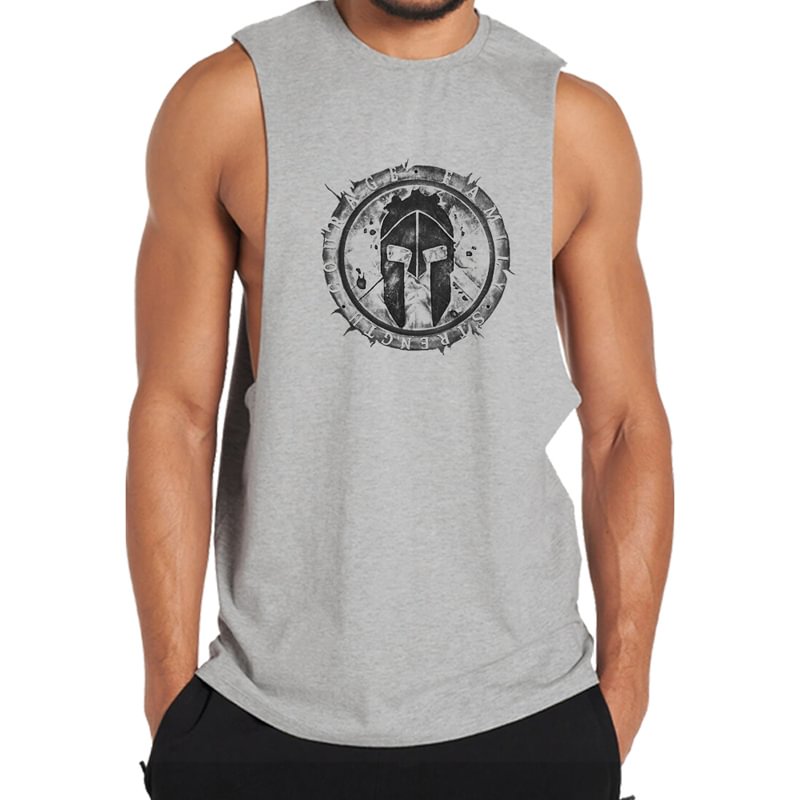 Cotton Spartan Graphic Men's Tank Top tacday