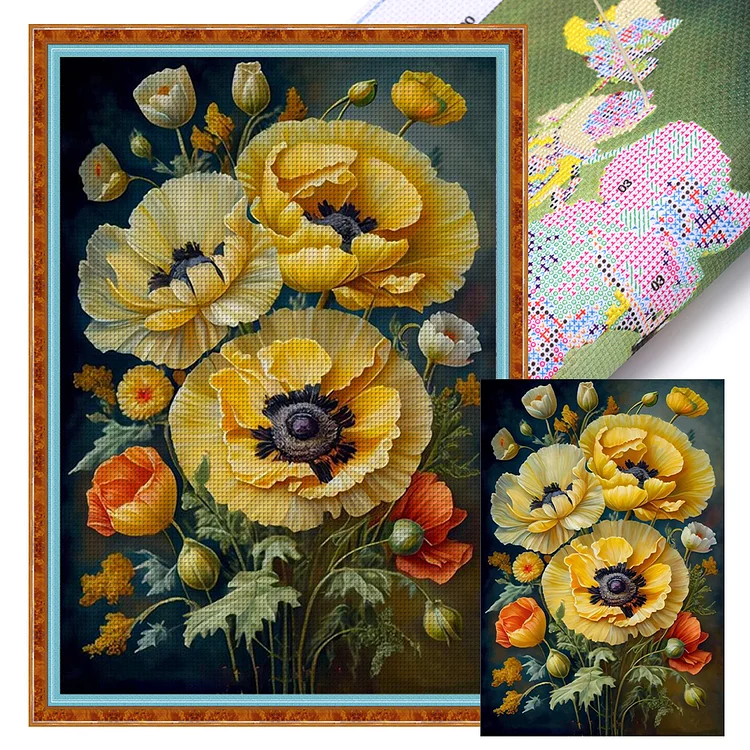 『HuaCan』Flowers - 11CT Stamped Cross Stitch(40*60cm)