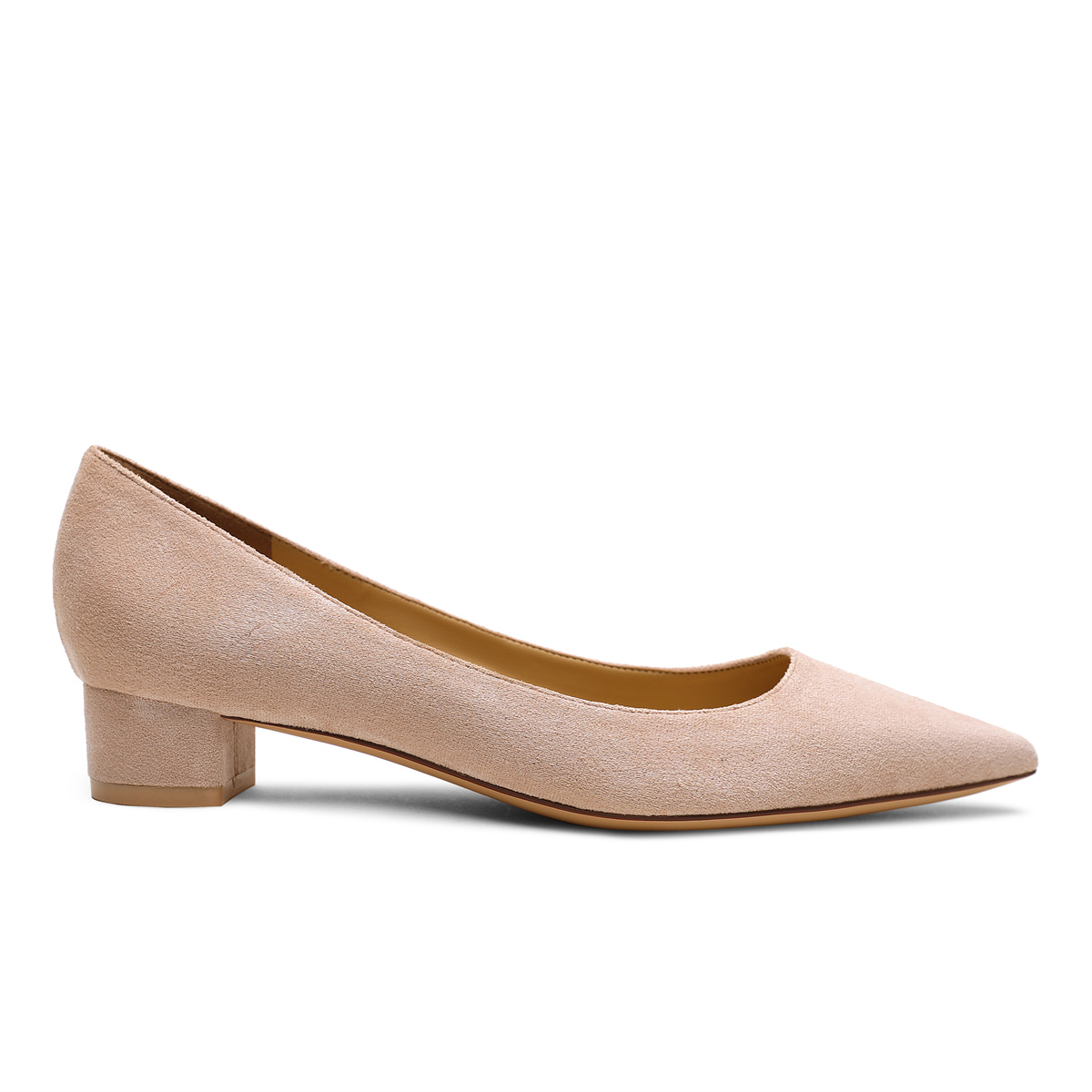 30mm Chunky Heels Pointed Toe Kitten Daily Suede Pumps Low Heels for Women-MERUMOTE