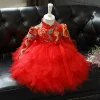 Kids Little Baby Girl Birthday Party Baptism Red Christmas Dress