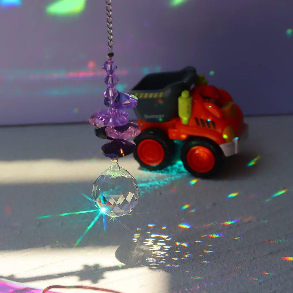 Crystal Wind Chime Light Catching Pendant Home Hanging Ornaments (Purple)