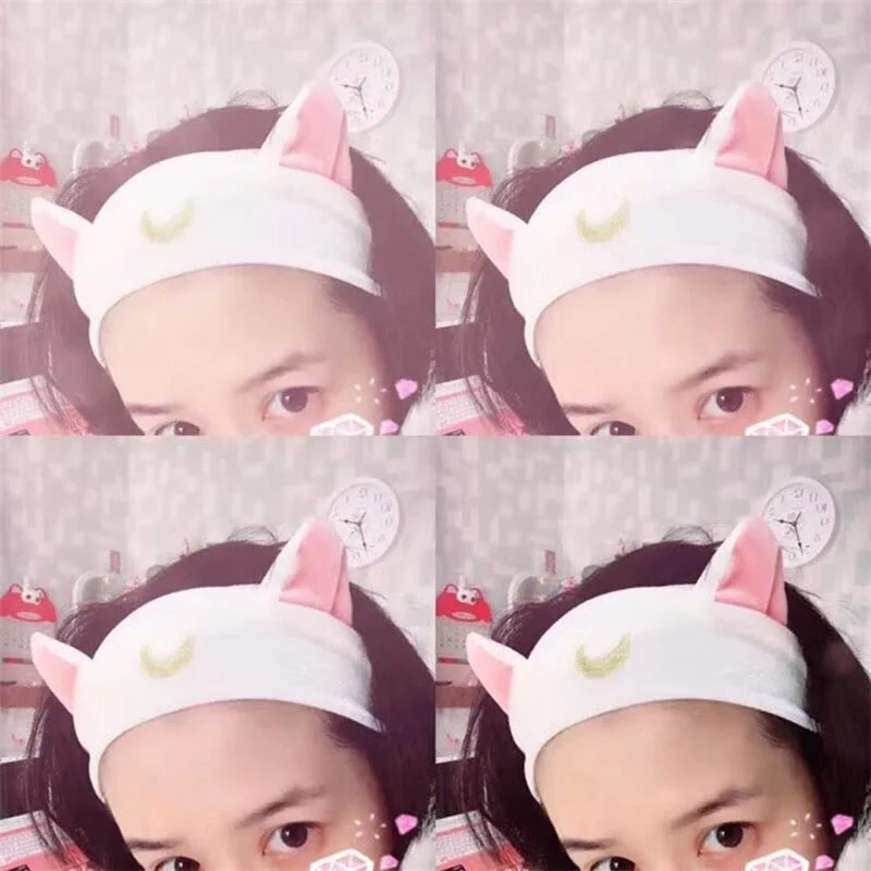 Sailor Moon Luna Cat Ears HairBand Hair Accessory Headband Anime Cosplay Cute Face Washing Makeup Tool Lolita Headwear For Women