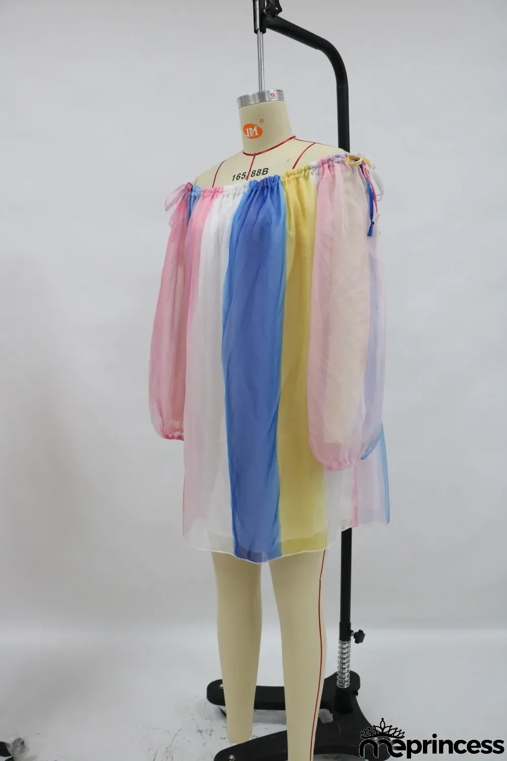 Summer Off the Shoulder Colorful Tutu Dress with Pop Sleeves