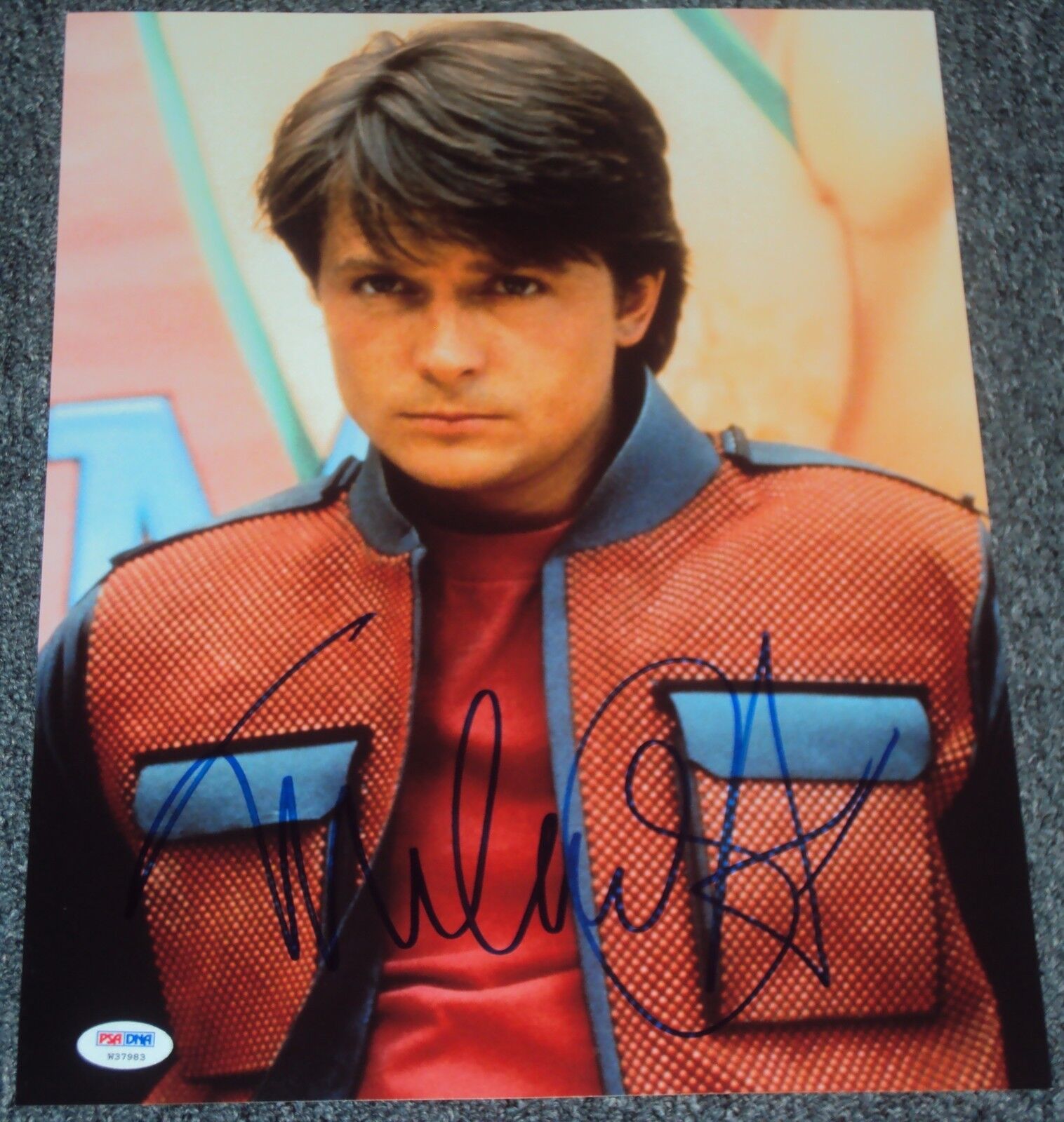 MICHAEL J FOX SIGNED AUTOGRAPH BACK TO THE FUTURE VEST POSE Photo Poster painting PSA/DNA W37983