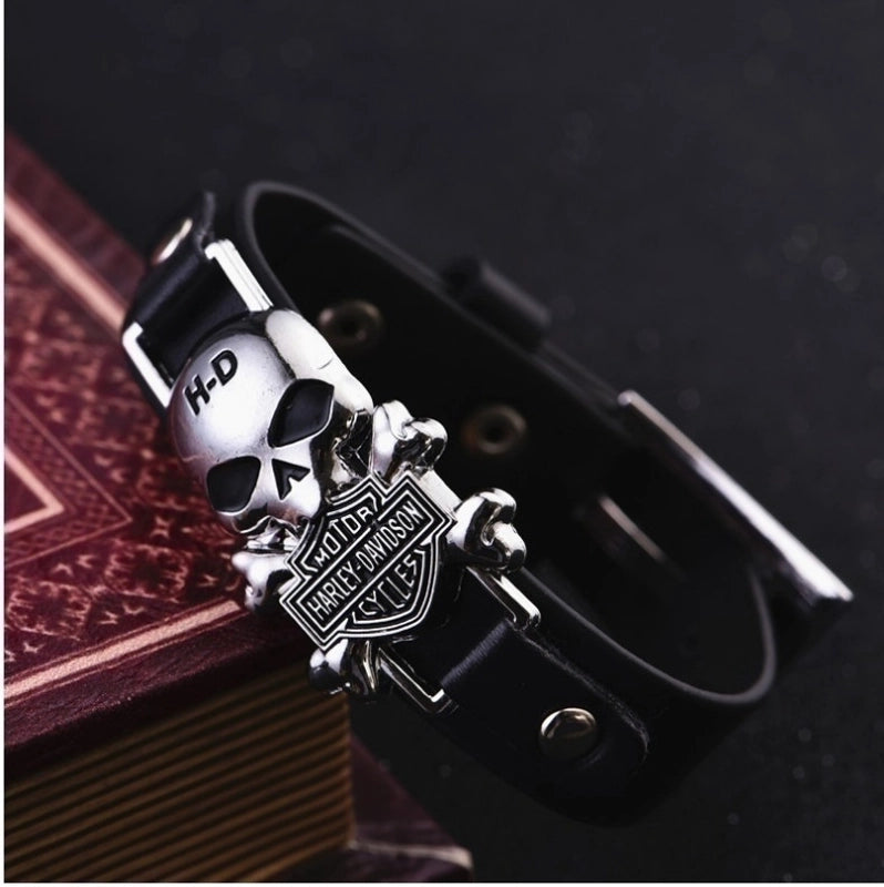 Fashion Skull Pu Leather Plating Alloy Halloween Unisex Bracelets
