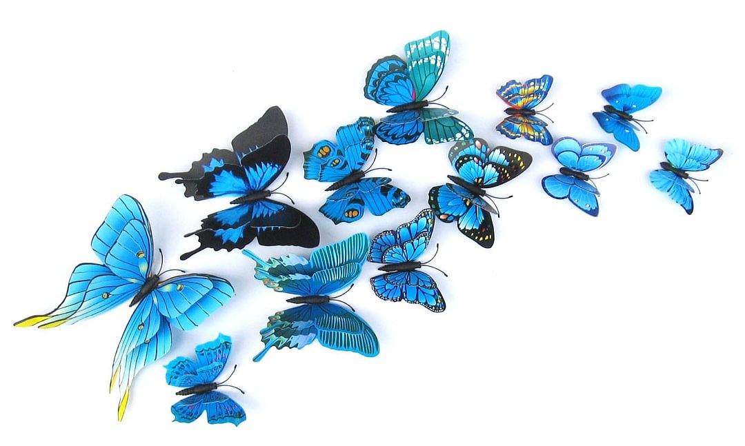 New style 12Pcs Double layer 3D Butterfly Wall Sticker on the wall Home Decor Butterflies for decoration Magnet Fridge stickers