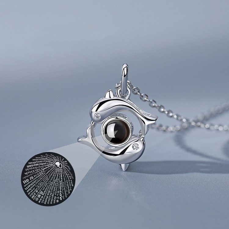 Dolphin Projection Necklace Creative 100 Languages Say I Love You Necklace