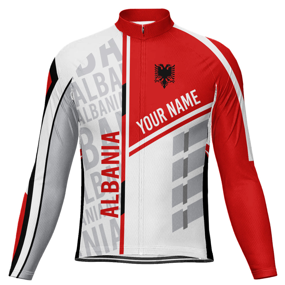 Customized Albania Winter Thermal Fleece Long Sleeve Cycling Jersey for Men | captainssportss.com