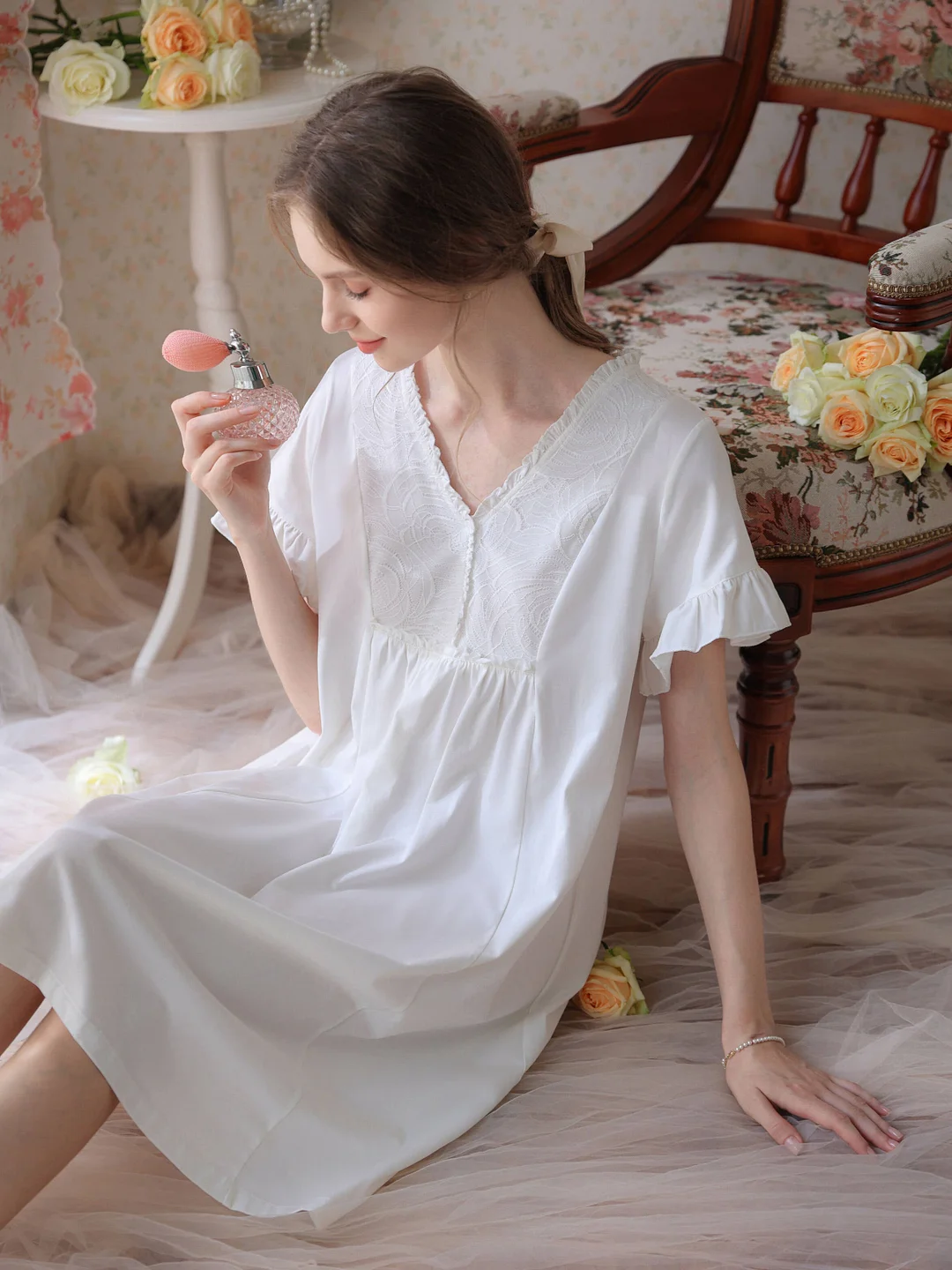 Princess Lovely Retro Palace Sweet Loose Cotton One-piece Vintage Nightgown
