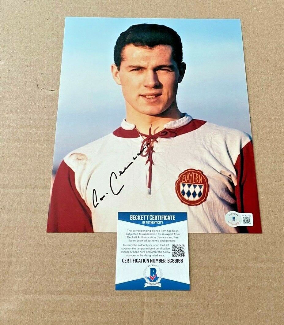 FRANZ BECKENBAUER SIGNED 1974 WORLD CUP SOCCER 8X10 Photo Poster painting BECKETT GERMANY