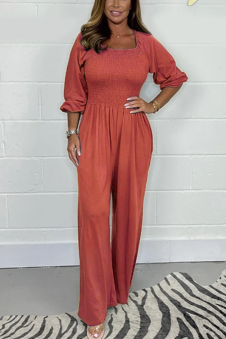 Casual Solid Color Jumpsuit