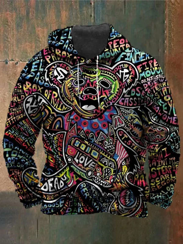 Unisex Bear Print Heavyweight Hoodies
