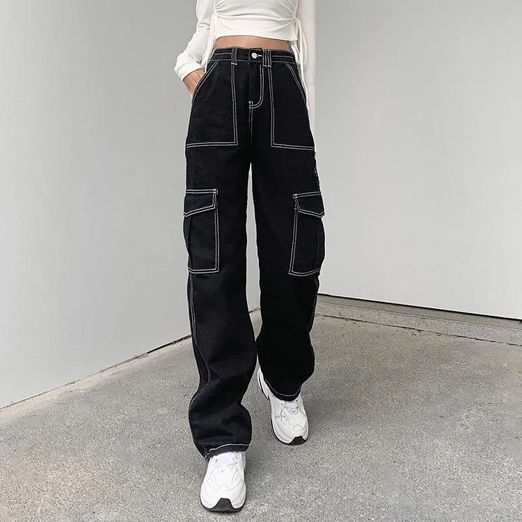 Gothic High Waist Loose Straight Pants