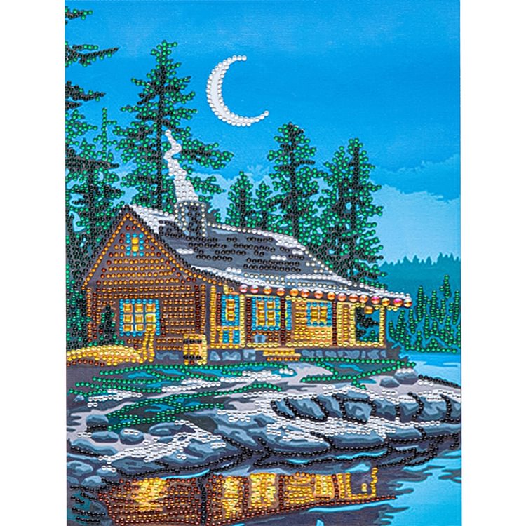 Lake House   Special Shape Partial  Diamond Painting 30*40CM