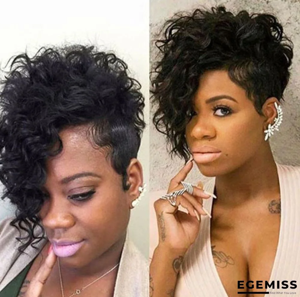 Black Short Curly Hair Female African Chemical Fiber High-temperature Silk Wig | EGEMISS